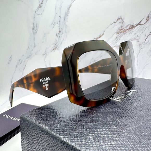 New PRADA Sunglasses Brown Juniper Tortoise Gray Lens Square